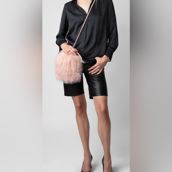 Zadig & Voltaire | Rock to Go | Frenzy Shearling Bag | Blush Pink - Picture 1 of 9